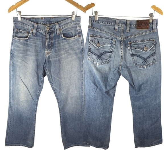 Y2K Lucky Brand Denim Jeans Dungarees Solstice Slim Bootleg Mens 32 - Picture 1 of 9